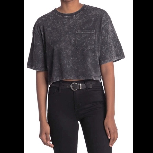 NWT $98 7 For All Mankind acid wash cropped T-shirt sz Large - Picture 1 of 1
